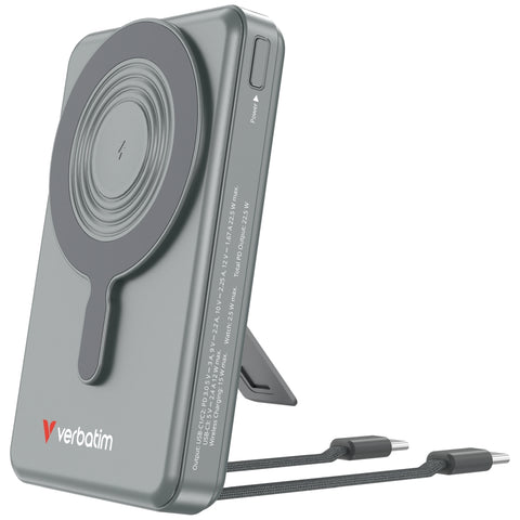 Външна батерия Verbatim Power Bank Magnetic Wireless 10.000 mAh C+C Display