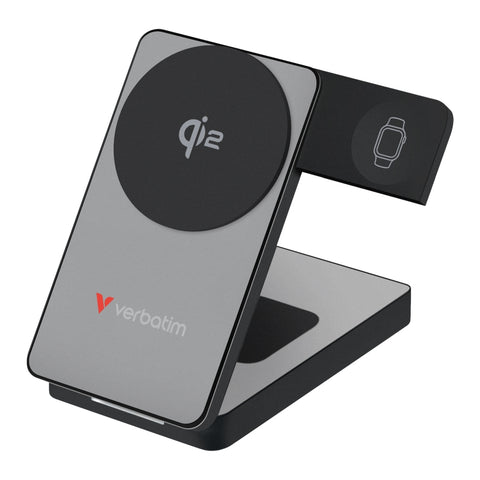 Външна батерия Verbatim Foldable 3-in-1 Qi2 Magnetic Wireless Power Bank 10000 mAh