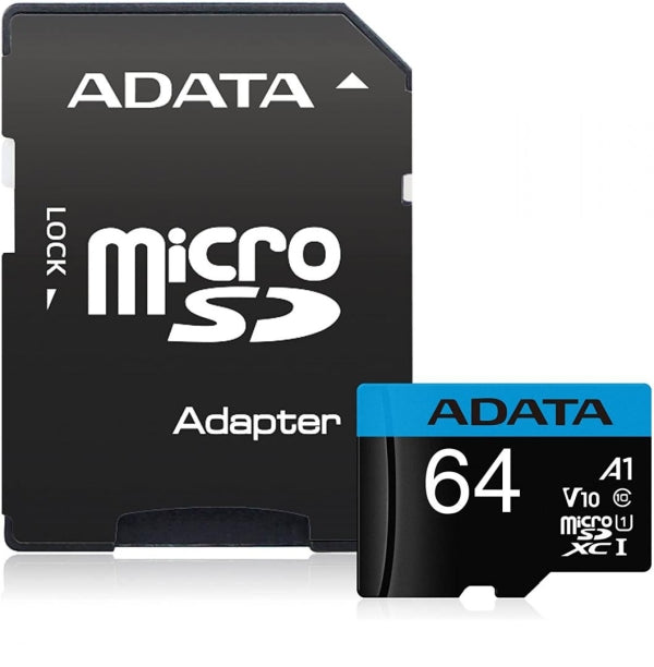 Памет ADATA 64GB MicroSDXC UHS-I CLASS 10 (with adapter) (AUSDX64GUICL10A1-RA1)