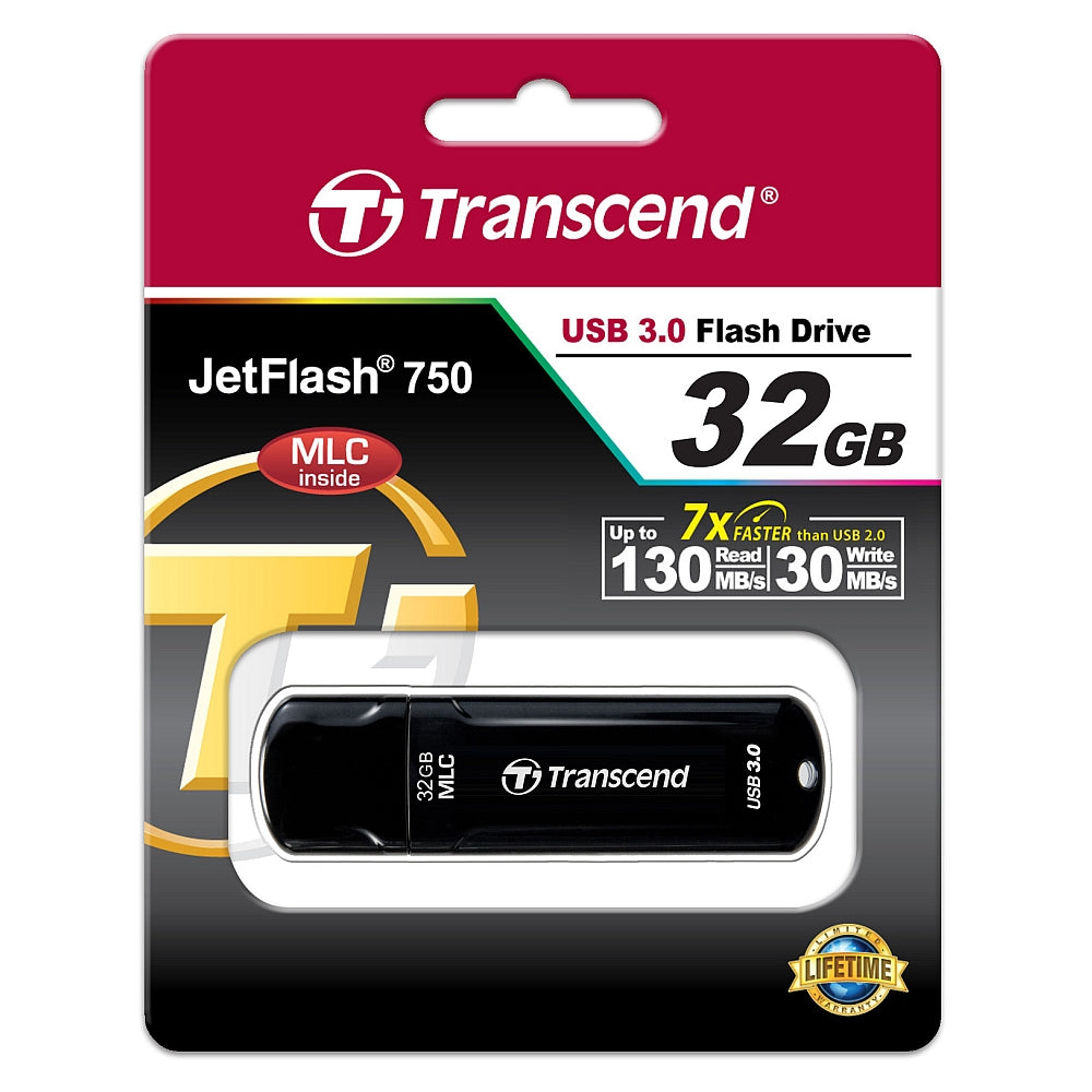 Памет Transcend 32GB JETFLASH 750, USB 3.0, Black