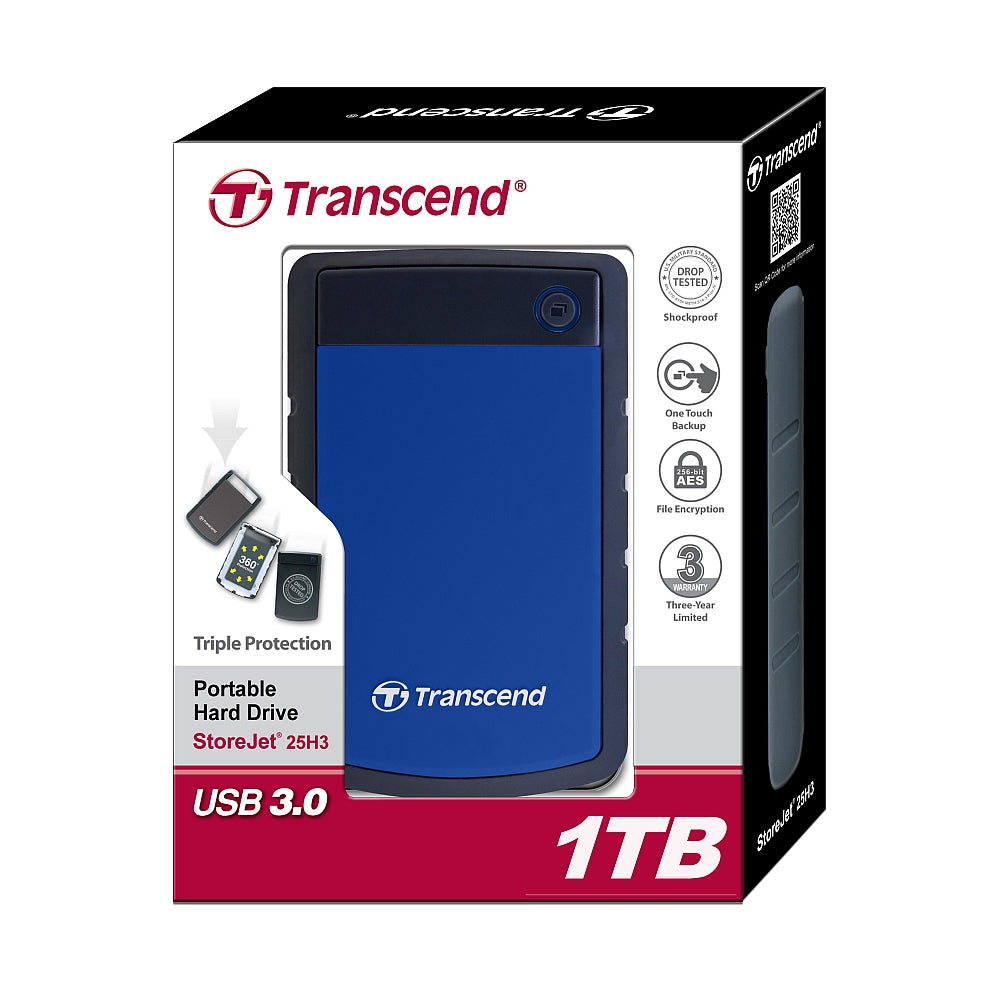 Твърд диск Transcend 1TB, 2.5" Portable HDD (TS1TSJ25H3B)