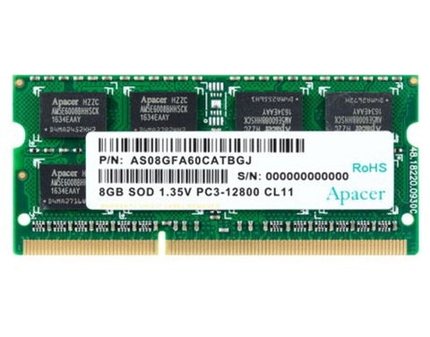 Памет Apacer 8GB Notebook Memory, DDR3 SODIMM 204pin Low Voltage 1.35V PC12800 @ 1600MHz