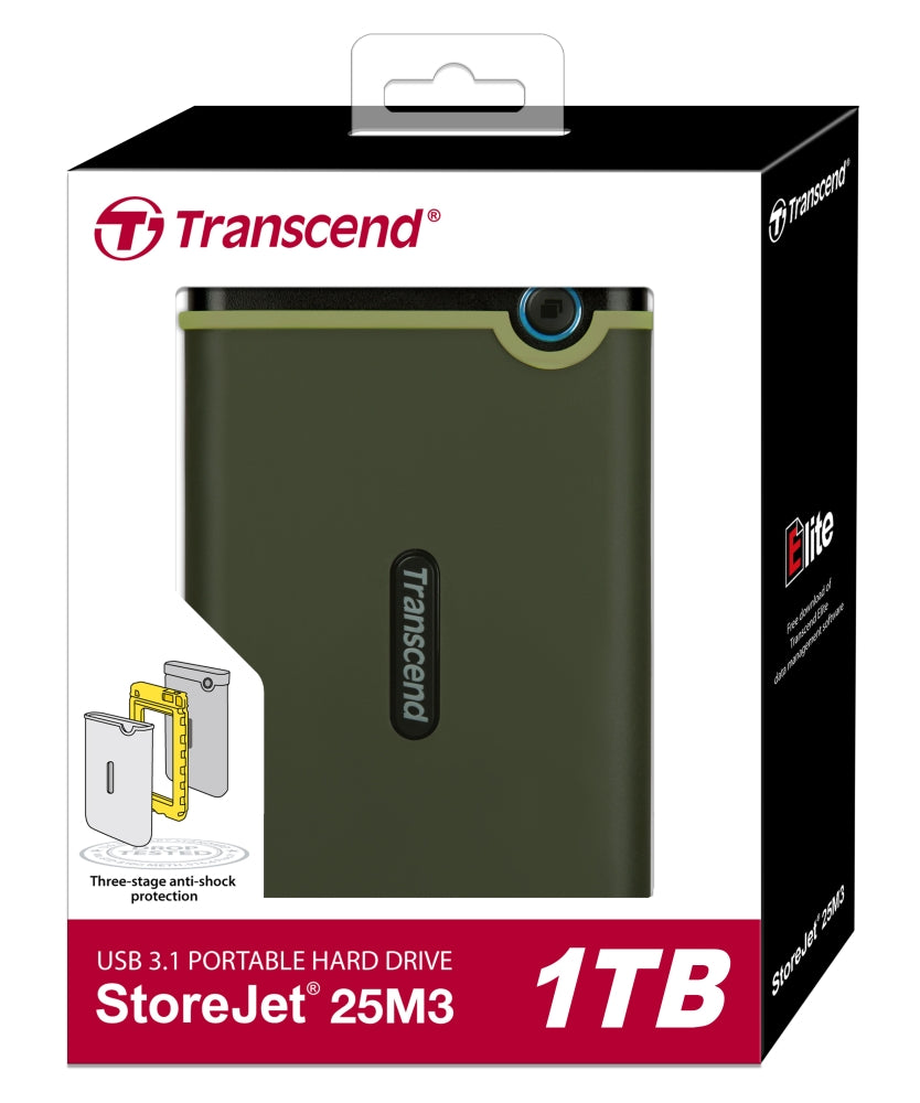Твърд диск Transcend 1TB, 2.5" Portable HDD (TS1TSJ25M3G)