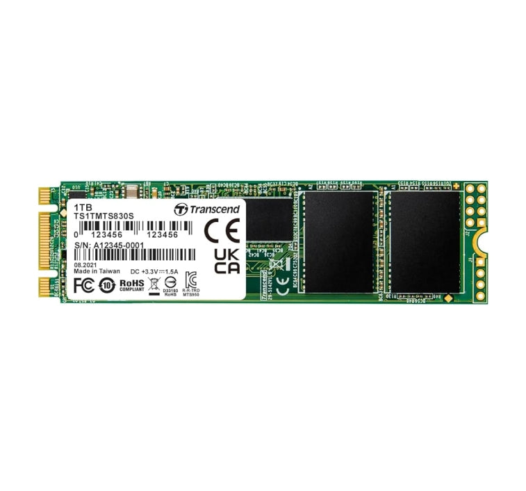 Твърд диск Transcend 1TB, M.2 2280 SSD, SATA3 B+M Key, TLC (TS1TMTS830S)