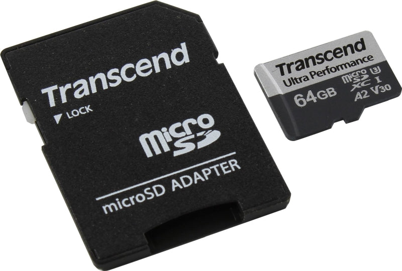 Памет Transcend 64GB micro SD with adapter UHS-I U3 A2 Ultra Performance