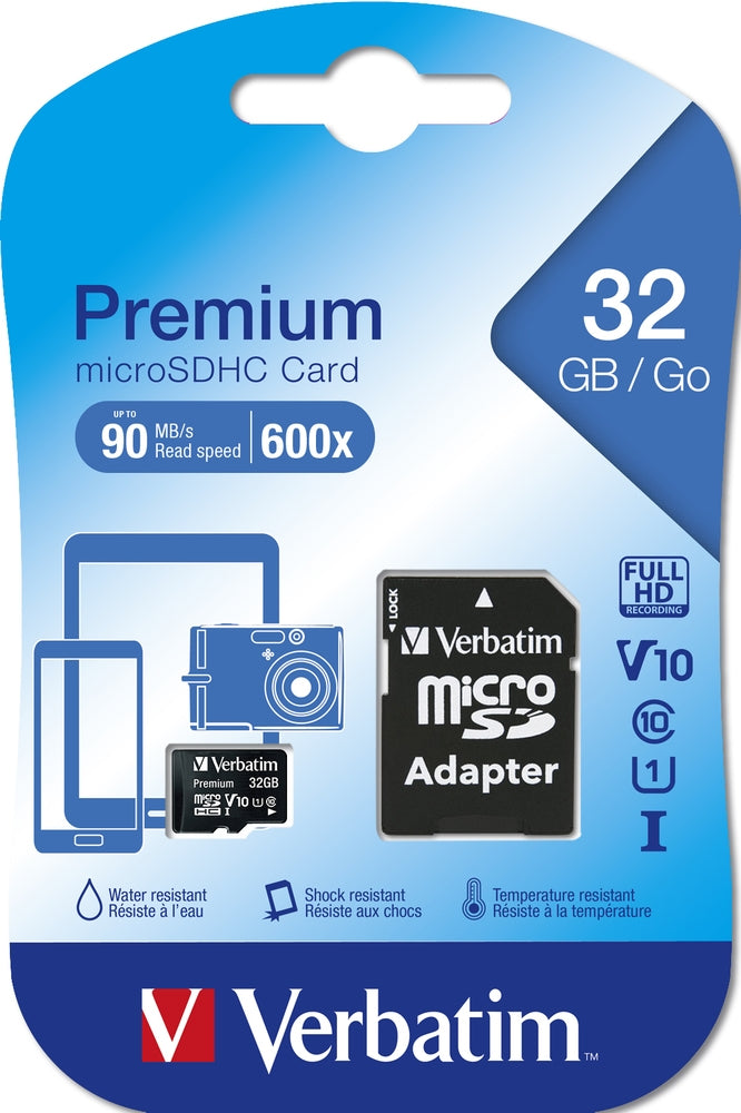 Памет Verbatim Premium micro SDHC 32GB Class 10