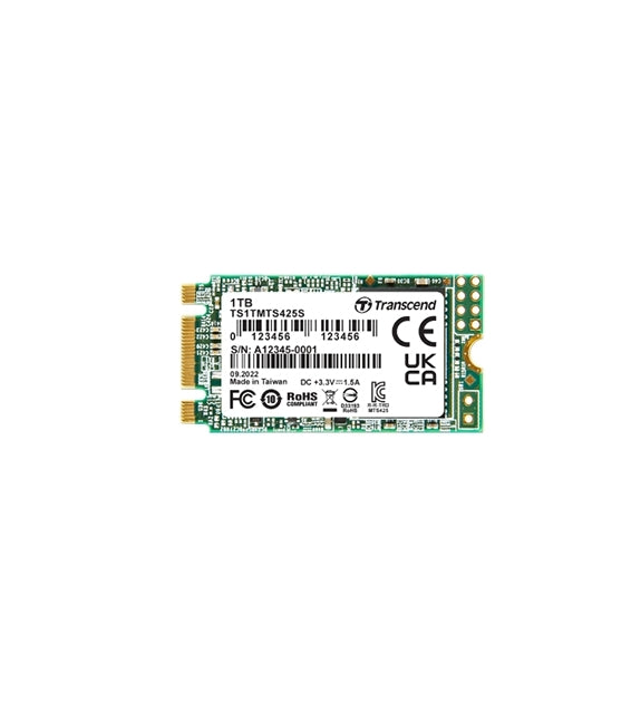 Твърд диск Transcend 1TB, M.2 2242 SSD, SATA3 B+M Key, TLC (TS1TMTS425S)