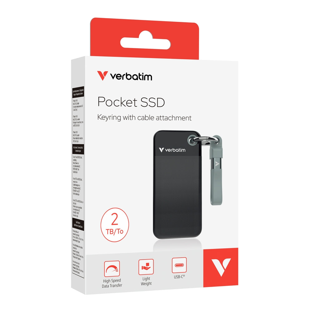 Твърд диск Verbatim Pocket SSD USB 3.2 Gen 2 2TB Black/Grey
