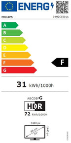 Монитор Philips 34M2C5501A, 34" Curved 1500R VA WLED