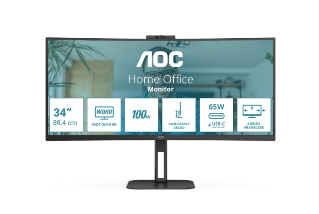 Монитор AOC CU34V5C/BK, 34" Curved 1500R VA WLED