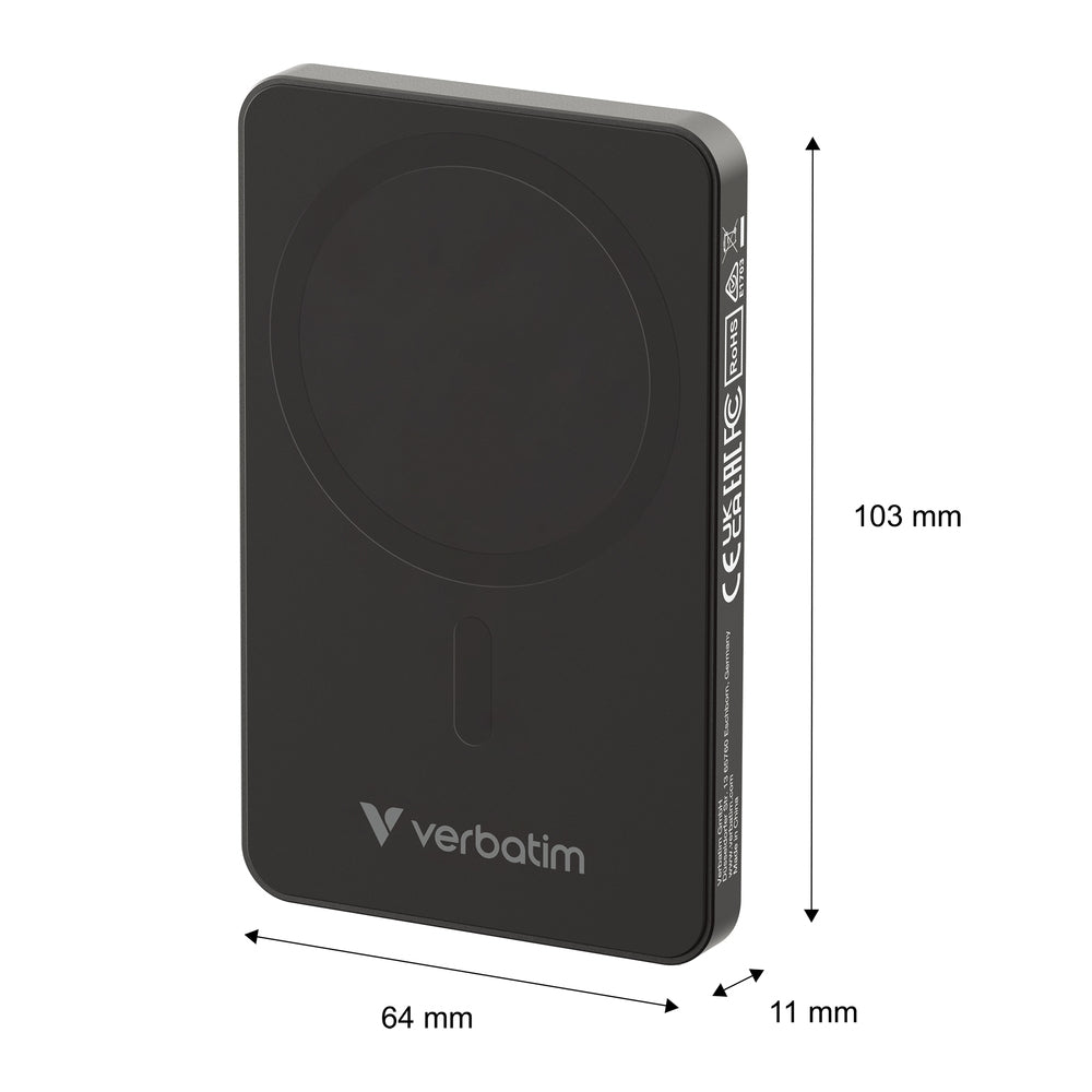 Външна батерия Verbatim Charge 'n' Go Essentials Power Bank Magnetic Wireless 5000mAh (32225)