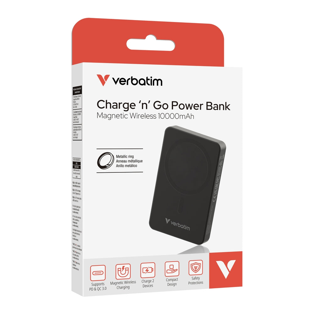 Външна батерия Verbatim Charge 'n' Go Essentials Power Bank Magnetic Wireless 10000mAh (32227)