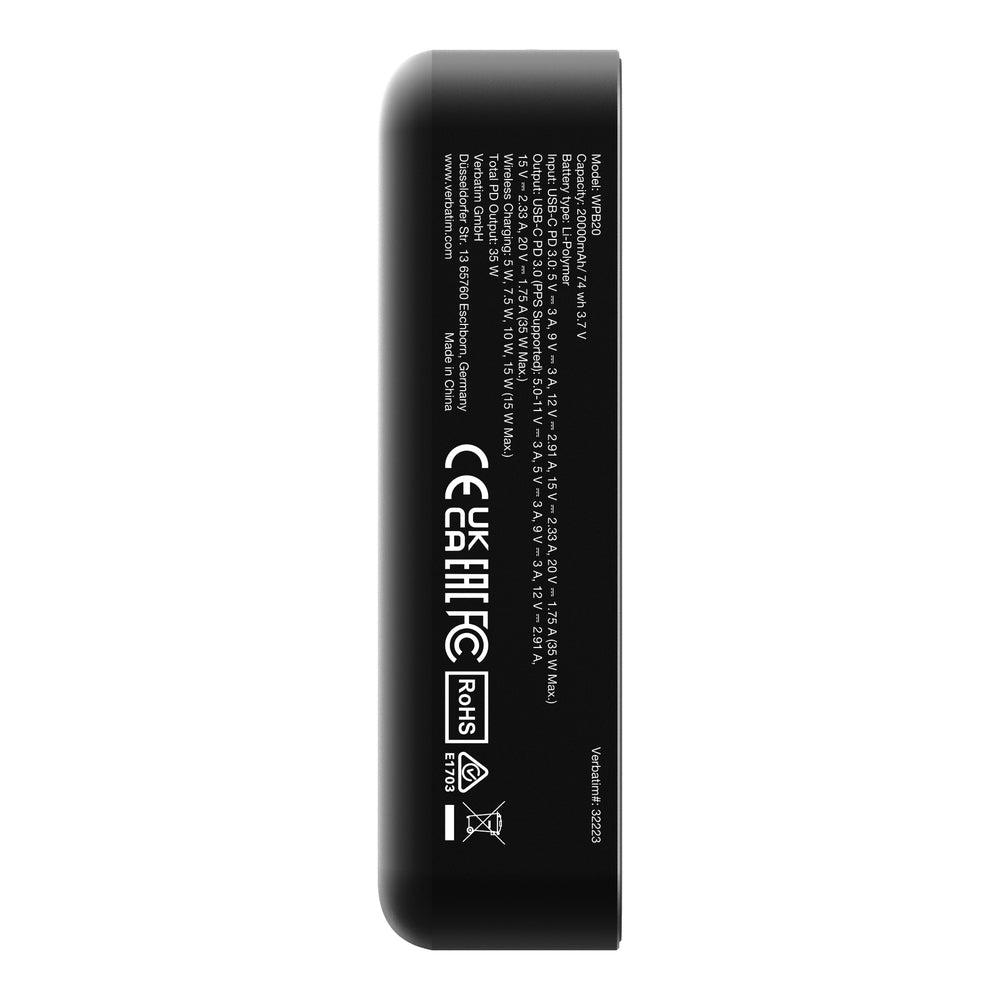 Външна батерия Verbatim Charge 'n' Go Essentials Power Bank Magnetic Wireless 20000mAh (32223)
