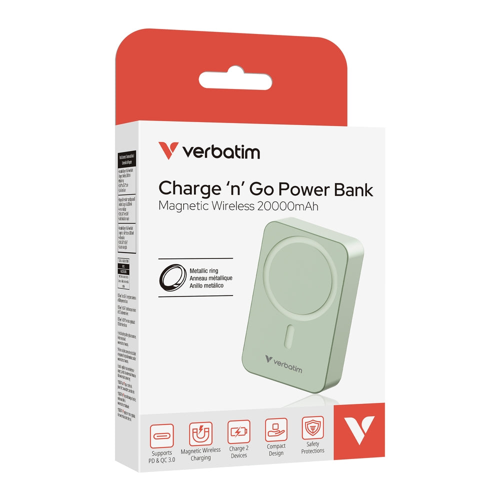 Външна батерия Verbatim Charge 'n' Go Essentials Power Bank Magnetic Wireless 20000mAh (32224)