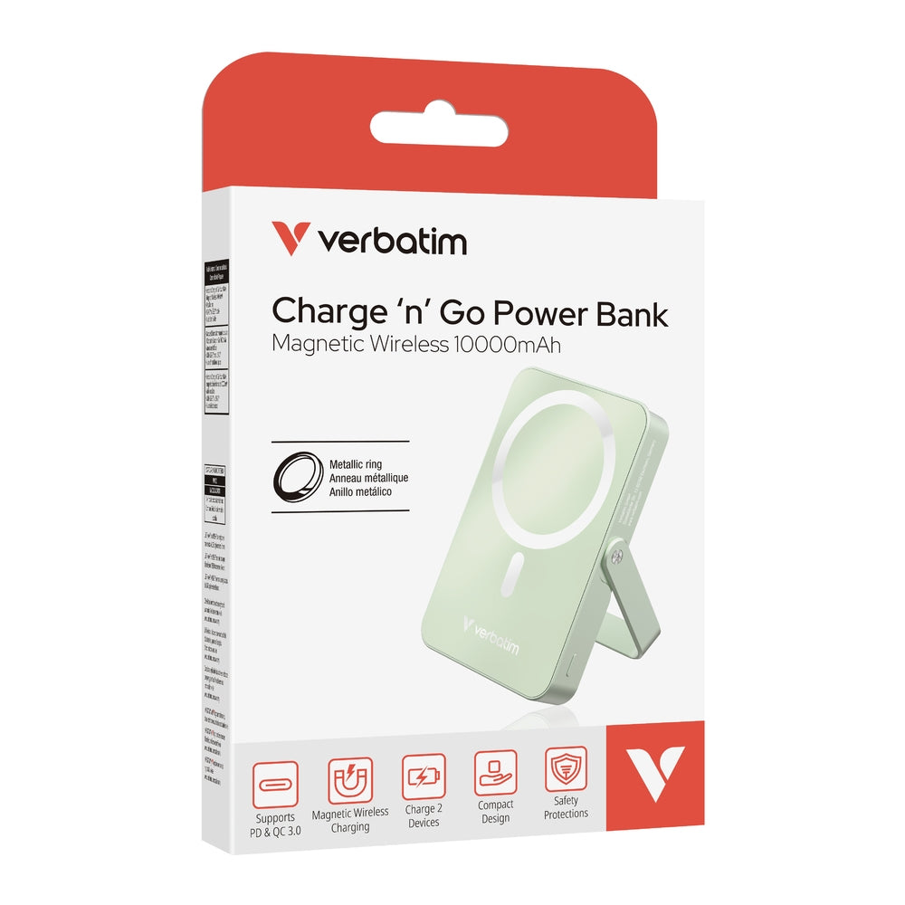 Външна батерия Verbatim Charge 'n' Go Power Bank with Stand Magnetic Wireless 10000mAh (32259)