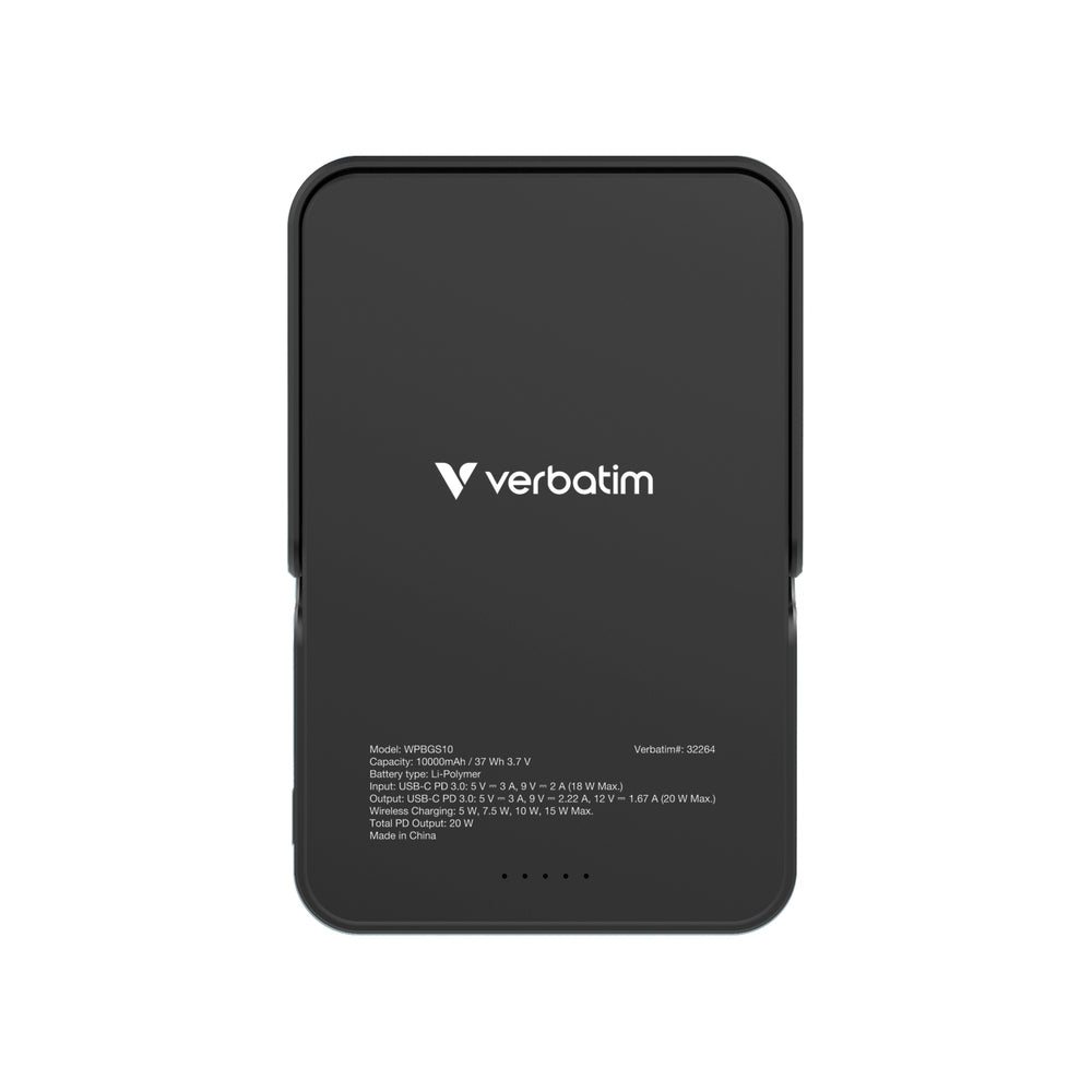 Външна батерия Verbatim Charge 'n' Go Power Bank with Stand Magnetic Wireless 10000mAh (32264)