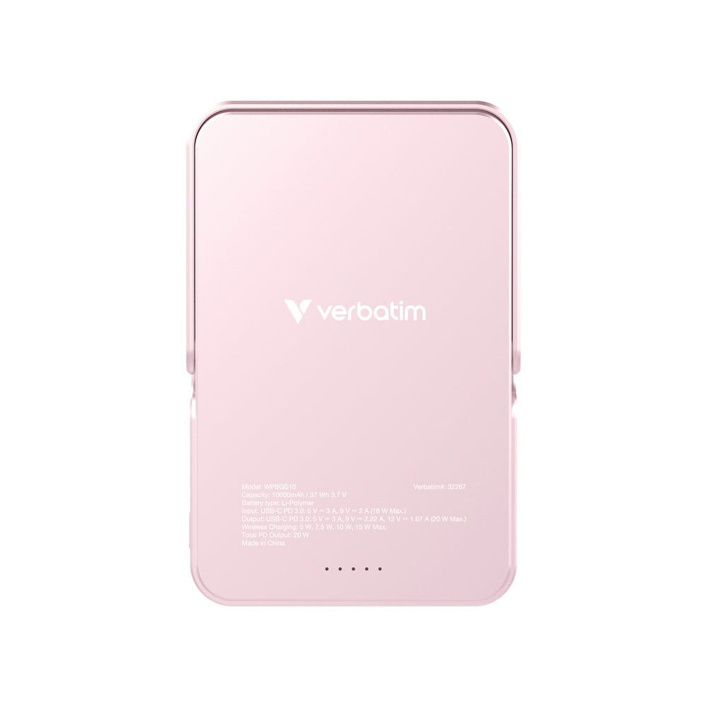 Външна батерия Verbatim Charge 'n' Go Power Bank with Stand Magnetic Wireless 10000mAh (32267)