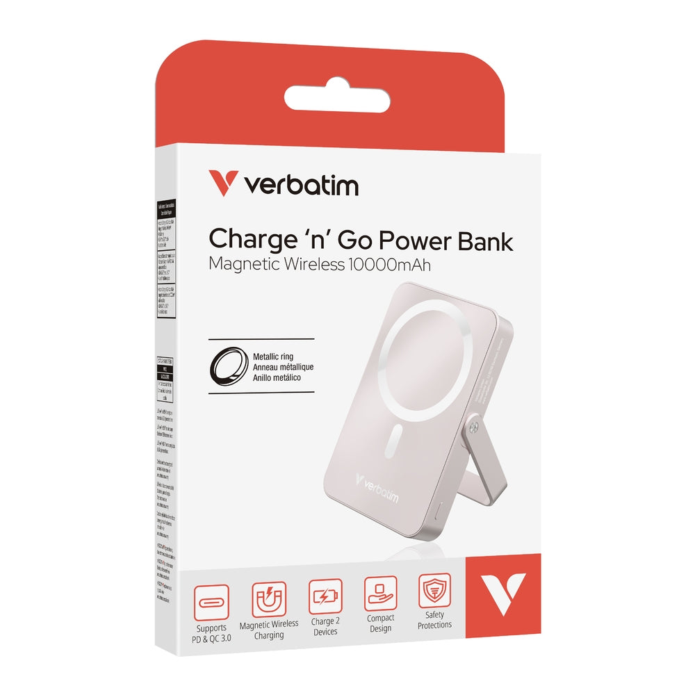 Външна батерия Verbatim Charge 'n' Go Power Bank with Stand Magnetic Wireless 10000mAh (32267)