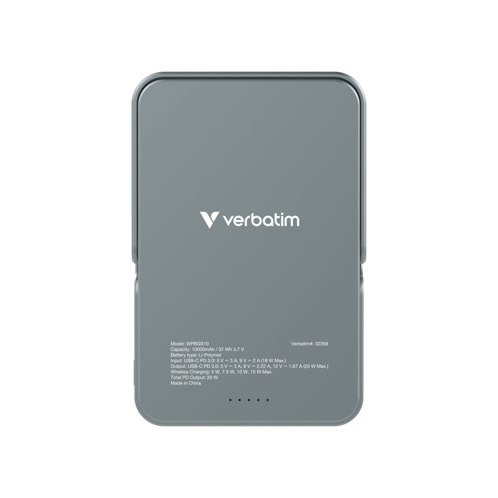 Външна батерия Verbatim Charge 'n' Go Power Bank with Stand Magnetic Wireless 10000mAh (32268)