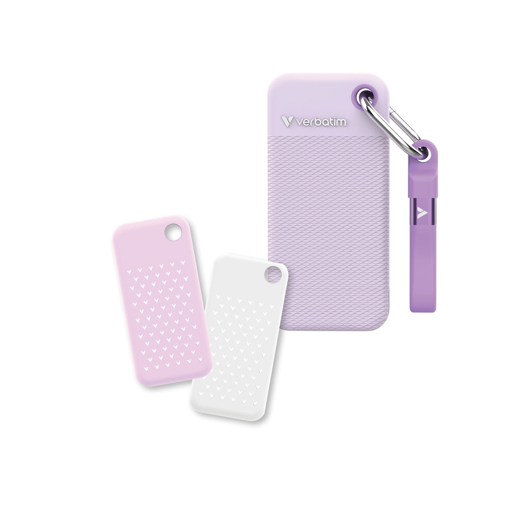 Твърд диск Verbatim Pocket SSD USB 3.2 Gen 2 2TB Purple incl. two rubber sleeves