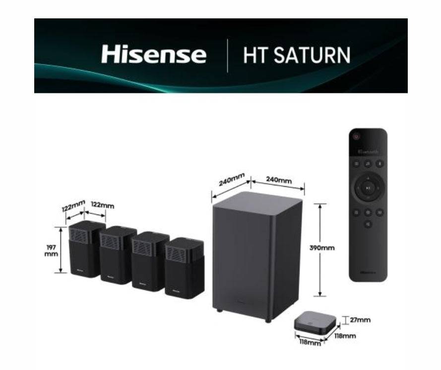 Аудио система Hisense HT Saturn, 4.1.2Ch Sound Bar with Wireless Subwoofer