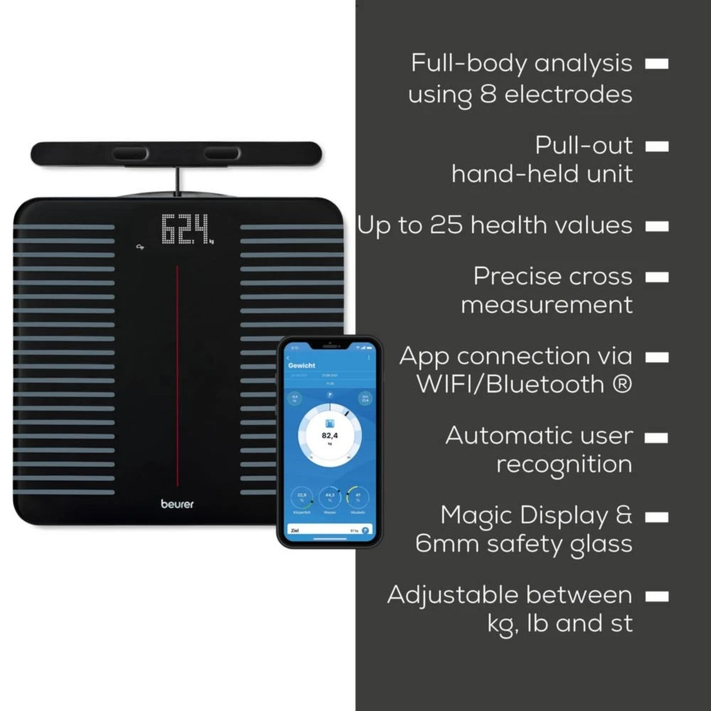Везна Beurer BF 990 WIFI/Bluetooth 8-electrode diagnostic bathroom scale with extendable