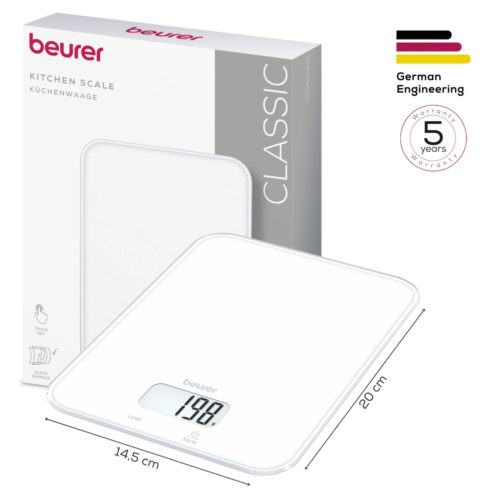 Везна Beurer KS 19 Pure White kitchen scale; 5 kg / 1 g