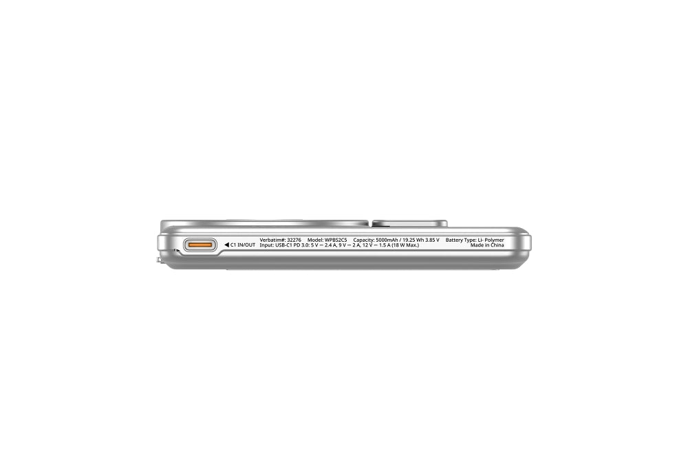 Външна батерия Verbatim Charge 'n' Go 2C Power Bank Magnetic Wireless 5000mAh with 2 (32276)