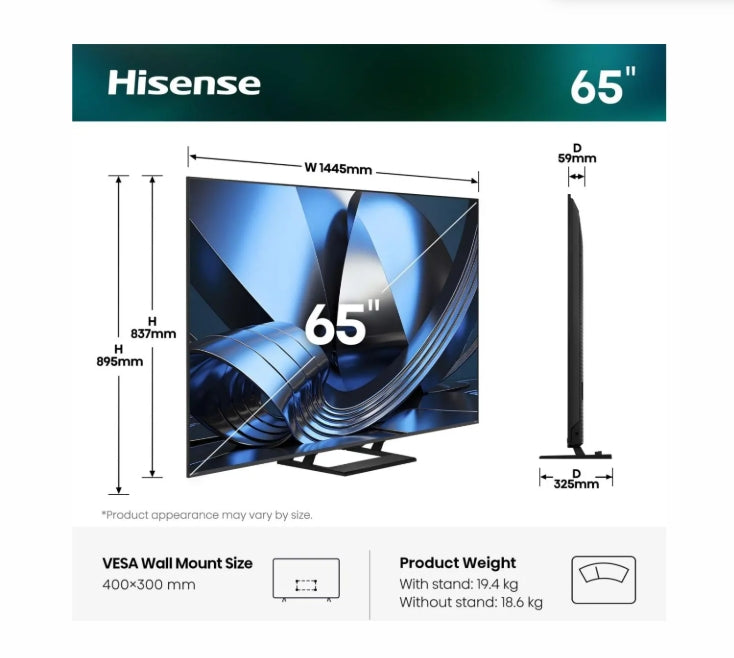 Телевизор Hisense 65"U7SE, 4K Ultra HD 3840x2160