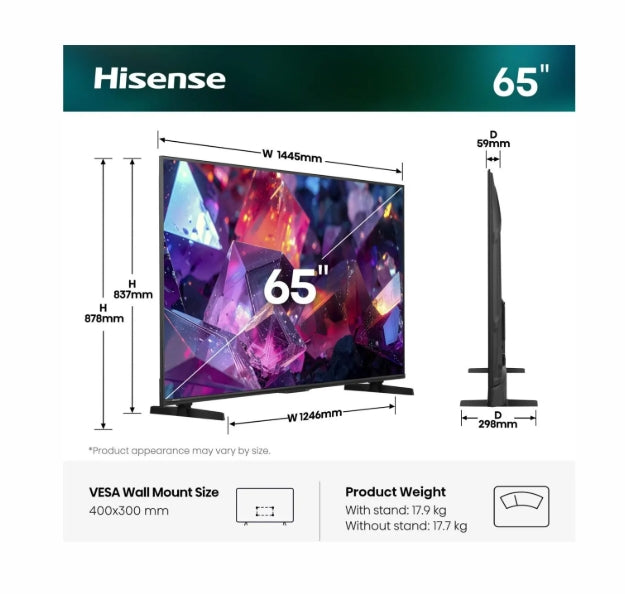 Телевизор Hisense 65" E7S Pro, 4K Ultra HD 3840x2160