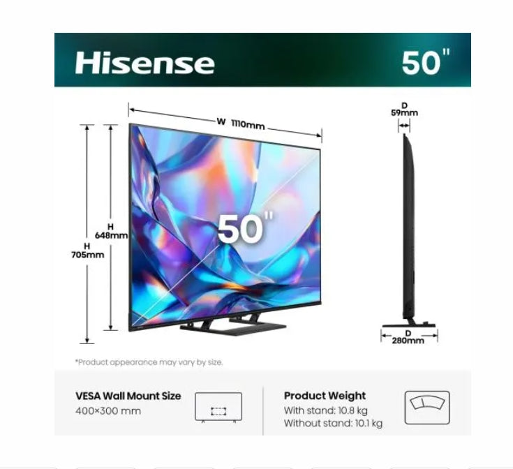Телевизор Hisense 50" A7S, 4K Ultra HD 3840x2160