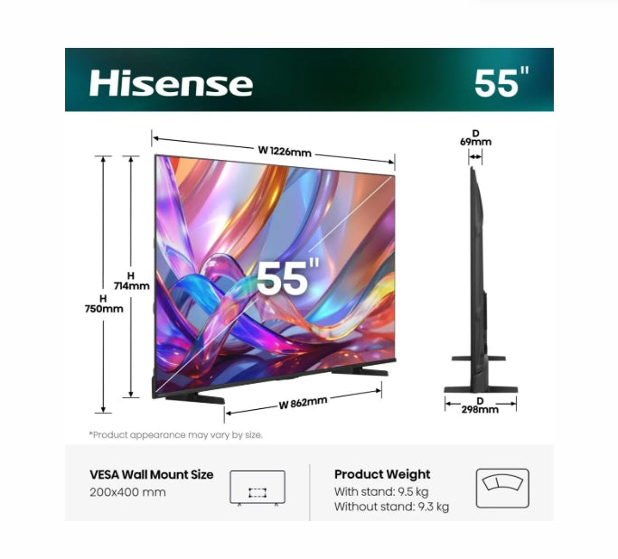 Телевизор Hisense 55" E7S, 4K Ultra HD 3840x2160