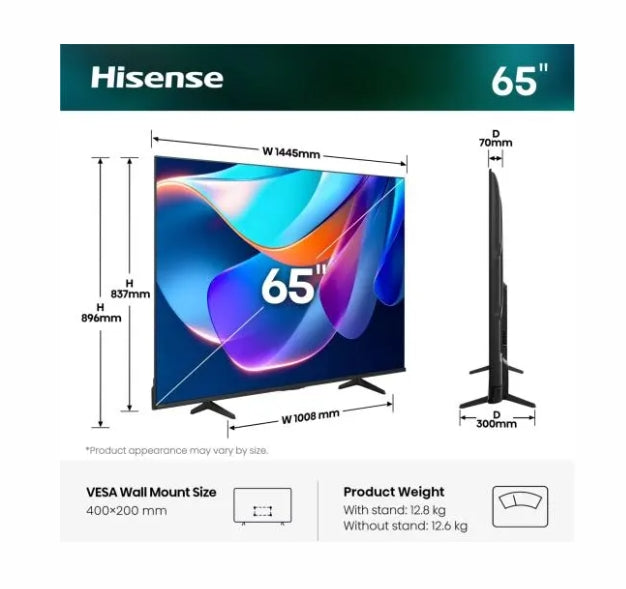 Телевизор Hisense 65" A6S, 4K Ultra HD 3840x2160