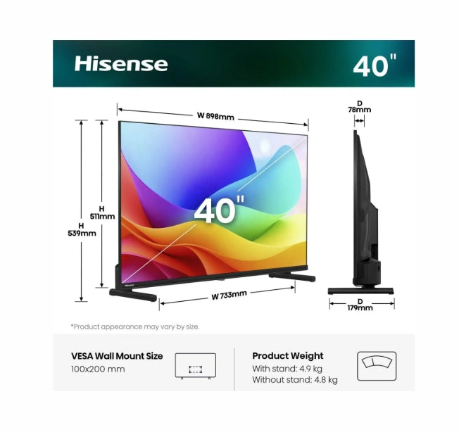 Телевизор Hisense 40" A5S, Full HD 1920x1080