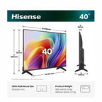 Телевизор Hisense 40" A4S, Full HD 1920x1080