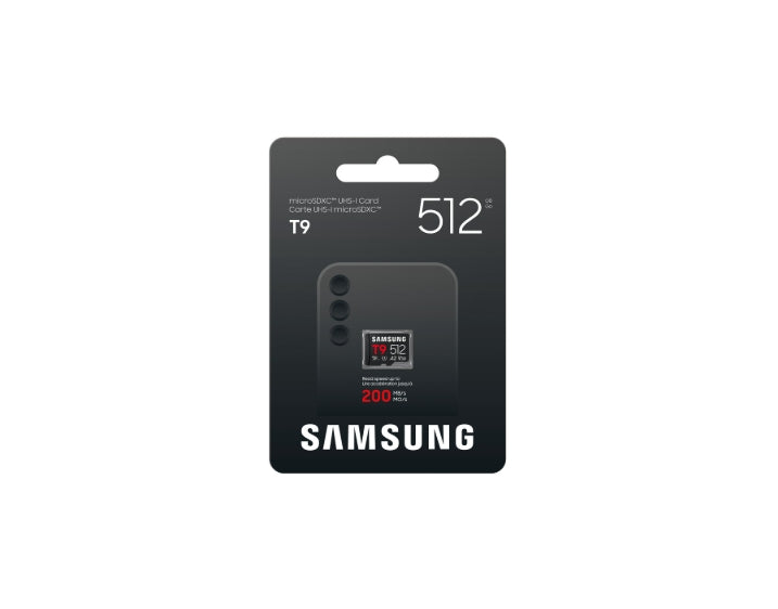 Памет Samsung 512GB micro SD Card T9 UHS-I Read 200MB/s, Write 130MB/s Class 10 U3 V30 A2