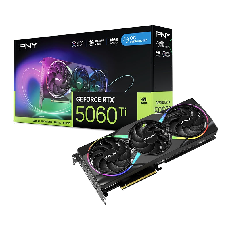 Видео карта PNY GeForce RTX 5060 Ti 16GB GDDR7 OC EPIC-X RGB Triple Fan