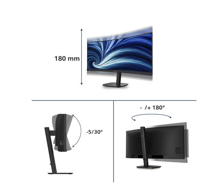 Монитор Philips 34B2N3500C, 34" Curved 1500R