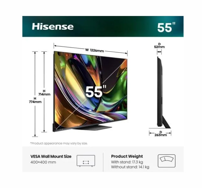 Телевизор Hisense 55" UR8S, 4K Ultra HD 3840x2160