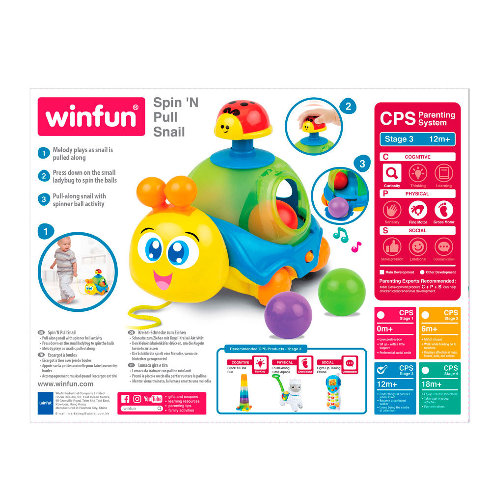 WINFUN Играчка за дърпане - музикален охлюв с топчета