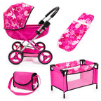 BAYER Количка за кукли COSY SET с кошара и чанта Розова