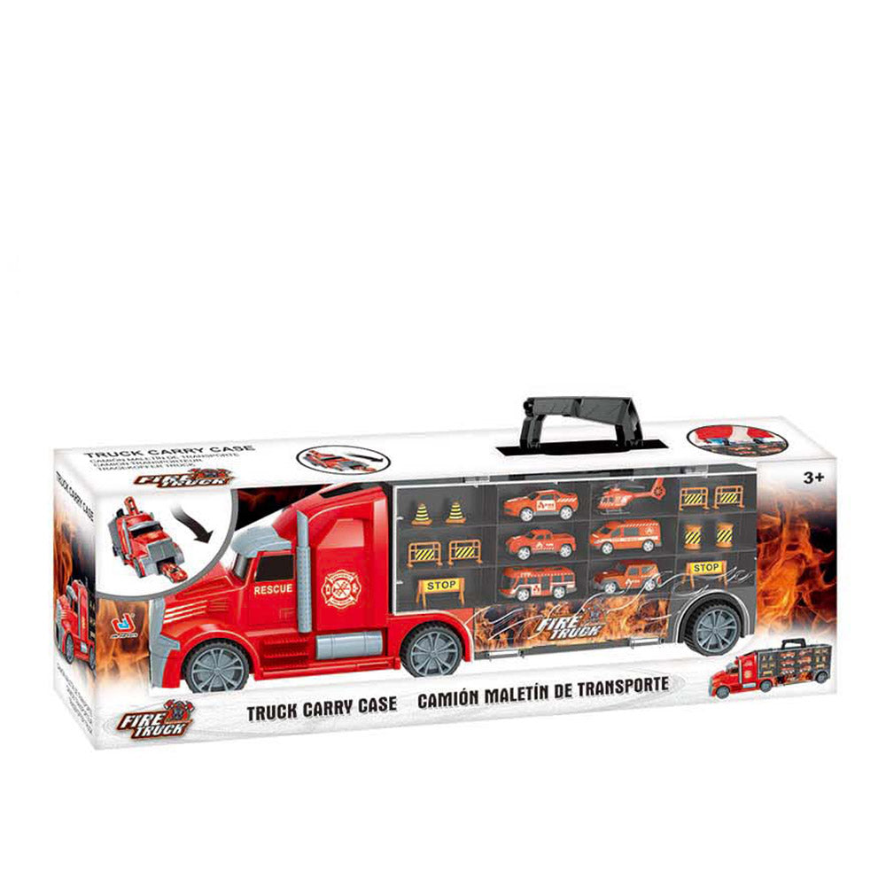 Камион автовоз Fire Truck с коли и хеликопрер