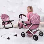 BAYER Количка за кукли с чанта COSY и столче за хранене розови