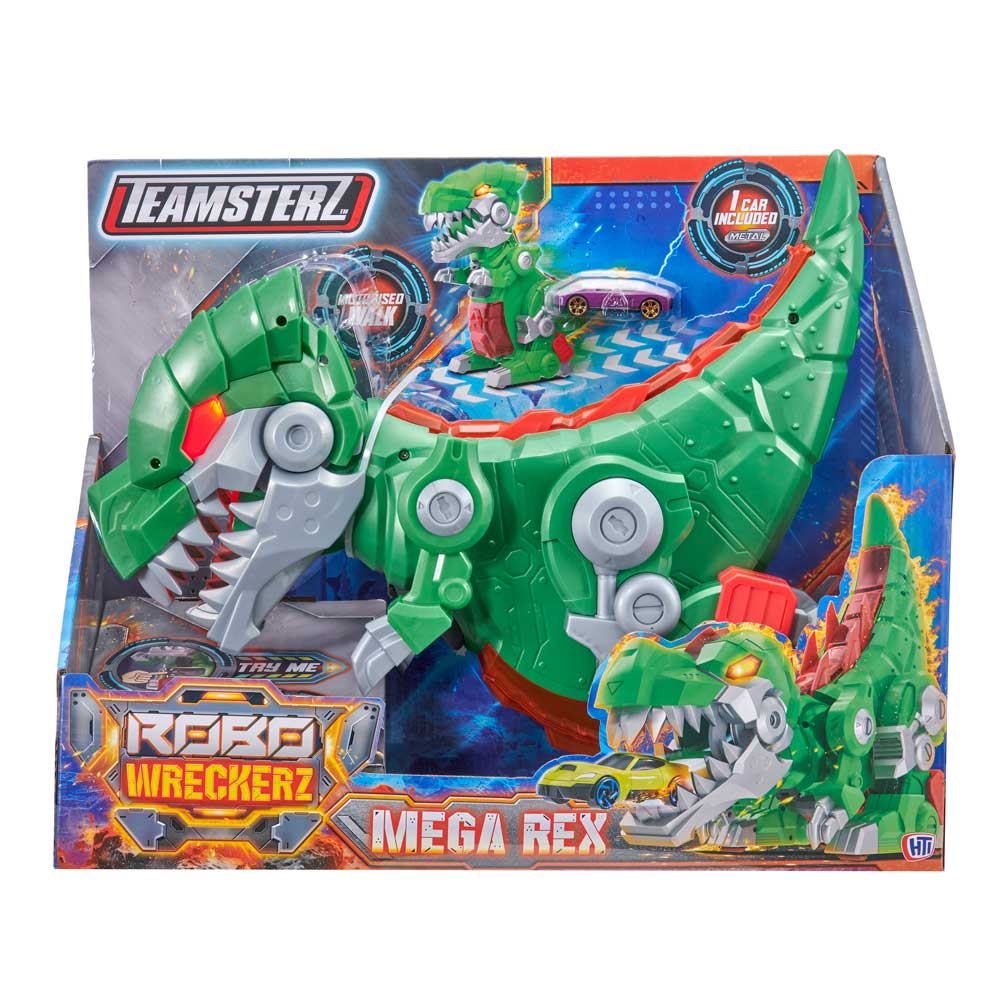 HTI TEAMSTERZ Robo Wreckerz Динозавър Изстрелвачка с Кола Mega Rex
