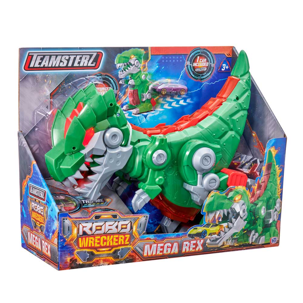 HTI TEAMSTERZ Robo Wreckerz Динозавър Изстрелвачка с Кола Mega Rex