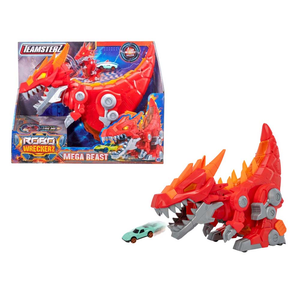 HTI TEAMSTERZ Robo Wreckerz Динозавър Изстрелвачка с Кола Mega Beast