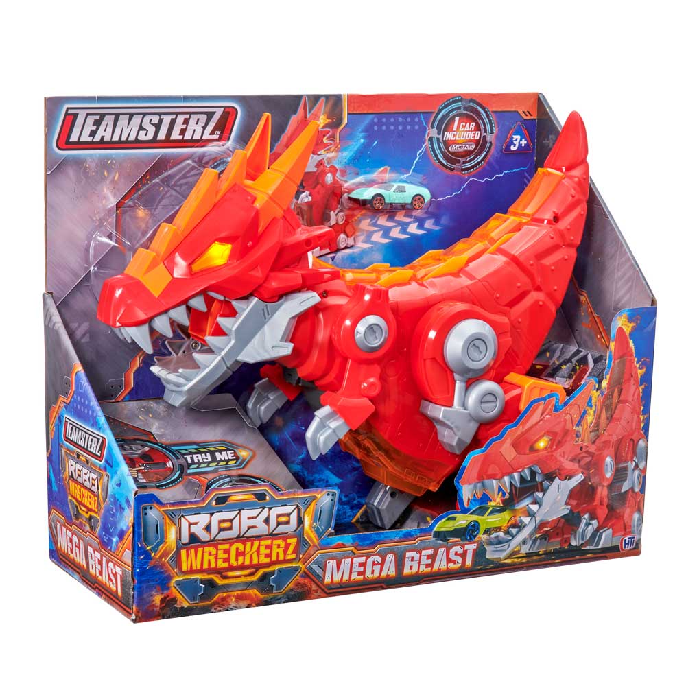 HTI TEAMSTERZ Robo Wreckerz Динозавър Изстрелвачка с Кола Mega Beast