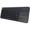 Клавиатура Logitech K400 Plus Wireless Touch, US INT'L, черна