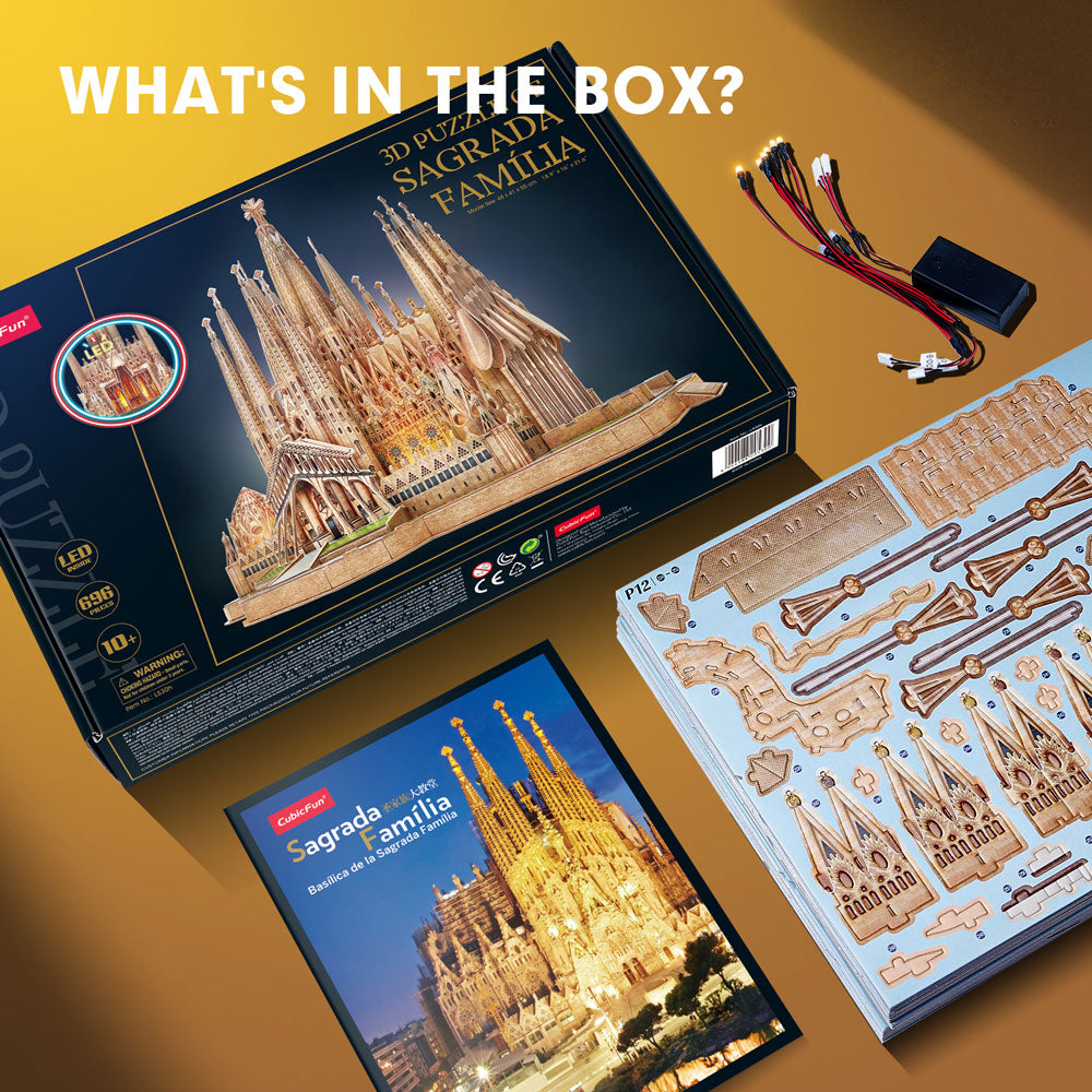 CubicFun Пъзел 3D Sagrada Familia 696ч. с LED светлини