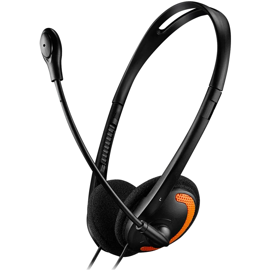 Слушалки Canyon PC HS-01 PC Mic Flat 1.8m Black, оранжеви